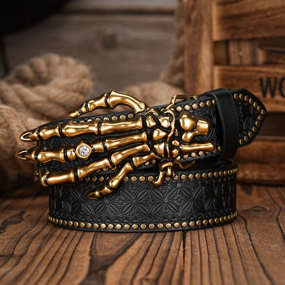Men Women-Western-Cowboy-PU Leather-Belts - Vintage Belt Floral Engraved Buckle Belt for Jeans