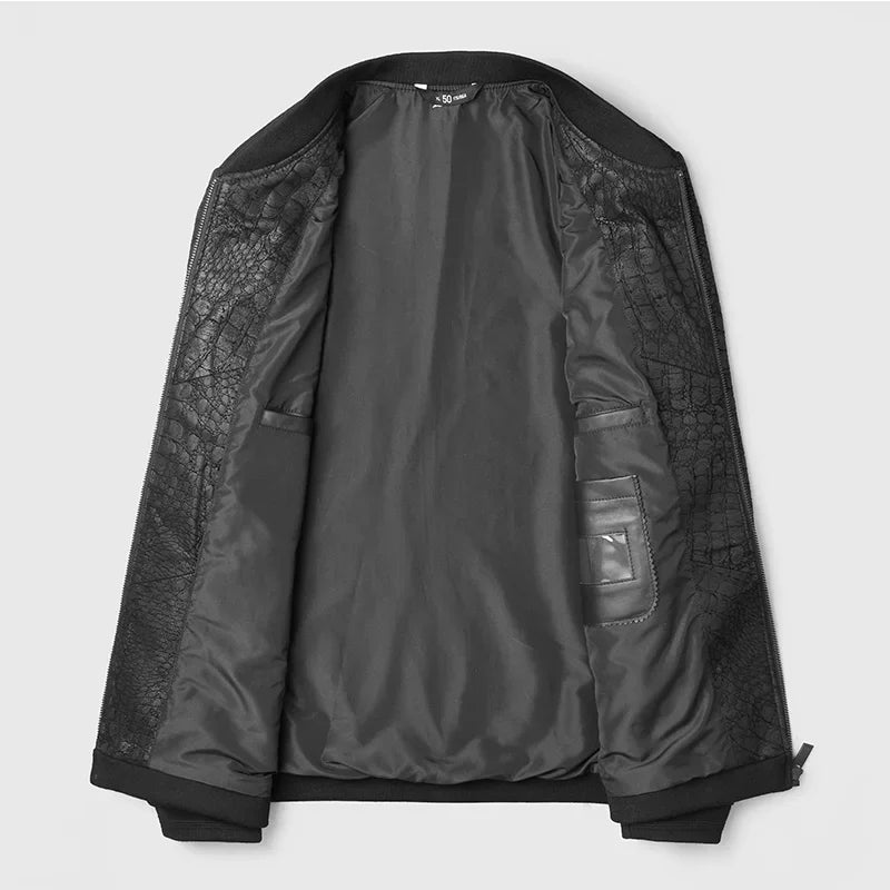 Brand leather jackets formen Genuine Sheepskin coats Crocodile pattern Dusen Klein Fashion leather men coat and jacket J1718