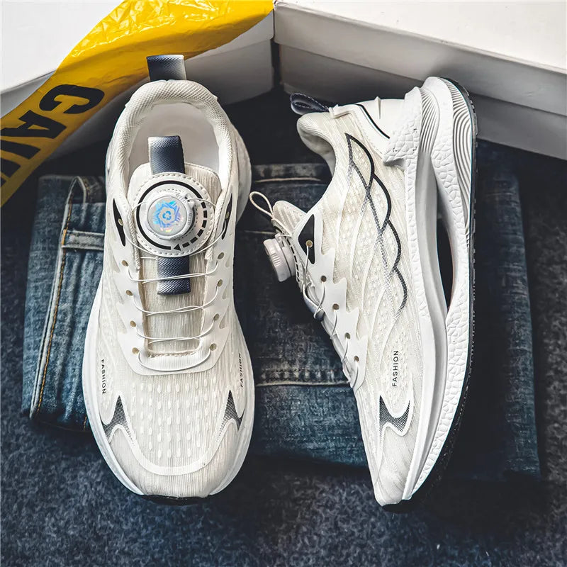 Summer Breathable Casual Sports Shoes for Men, New Fashion Trend, Versatile Breathable Mesh Swivel Buckle Running Shoes, Suitable for Daily Wear in Outdoor Sports