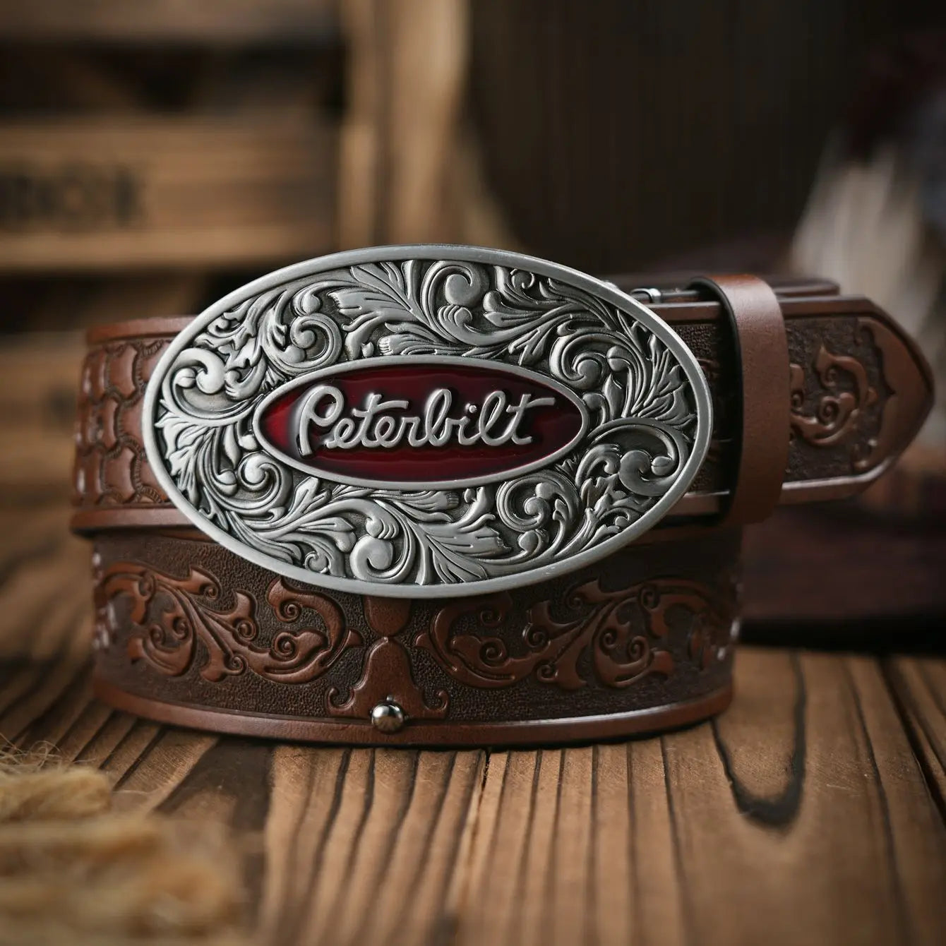 A men's western denim style PU belt