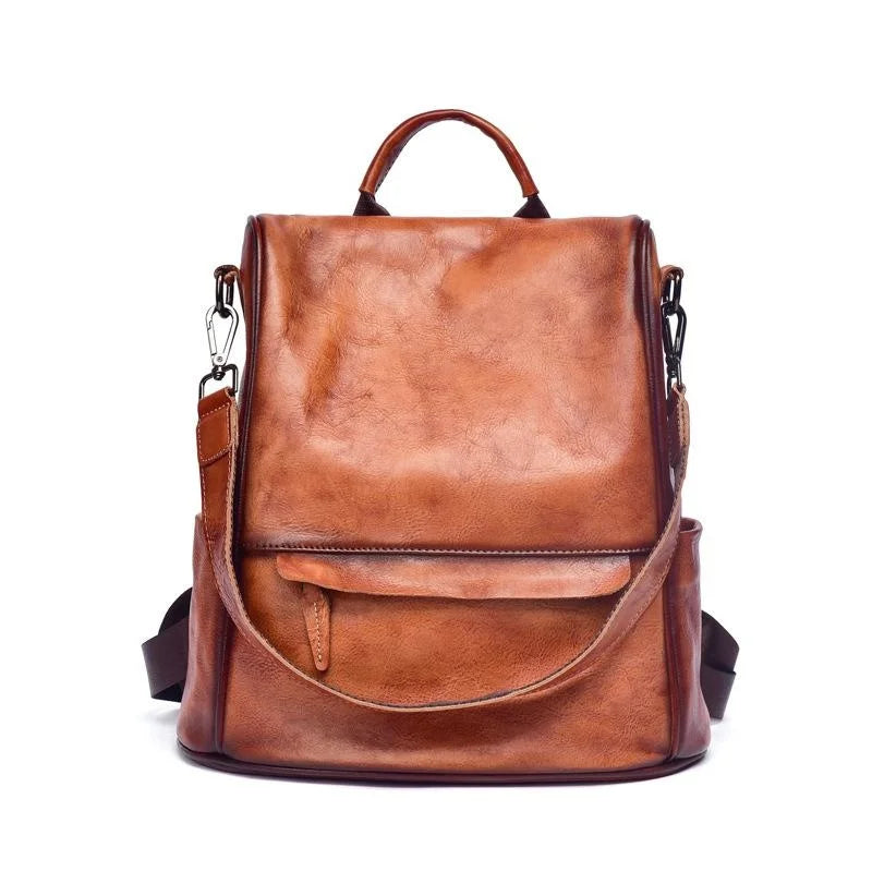 MOTAORA Vintage Large Capacity Women's Backpacks Anti Theft Genuine Leather Backpack Cowhide Woman Travel Luxury Bagpack Women