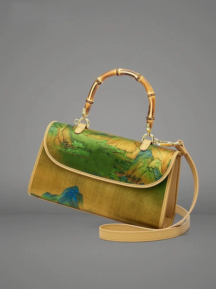 Mulberry silk women's bag new retro Chinese style bamboo cheongsam atmosphere middle-aged mother bag handbag