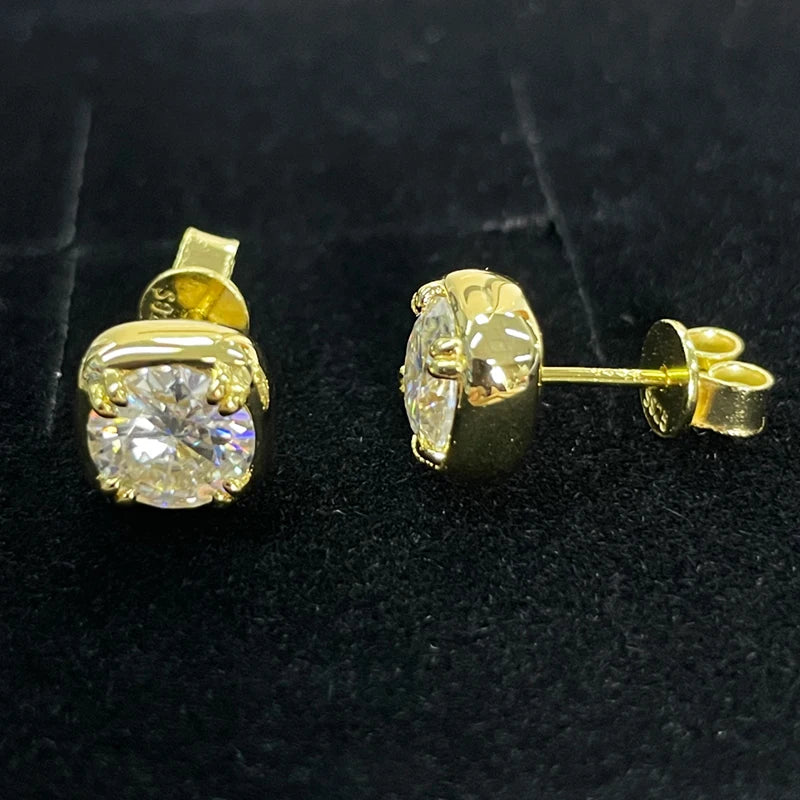 Lnngy 925 Sterling Silver Square Shape Stud Earring Certified Sparkling 6.5MM 1CT Moissanite Earrings For Women 2025 New Jewelry