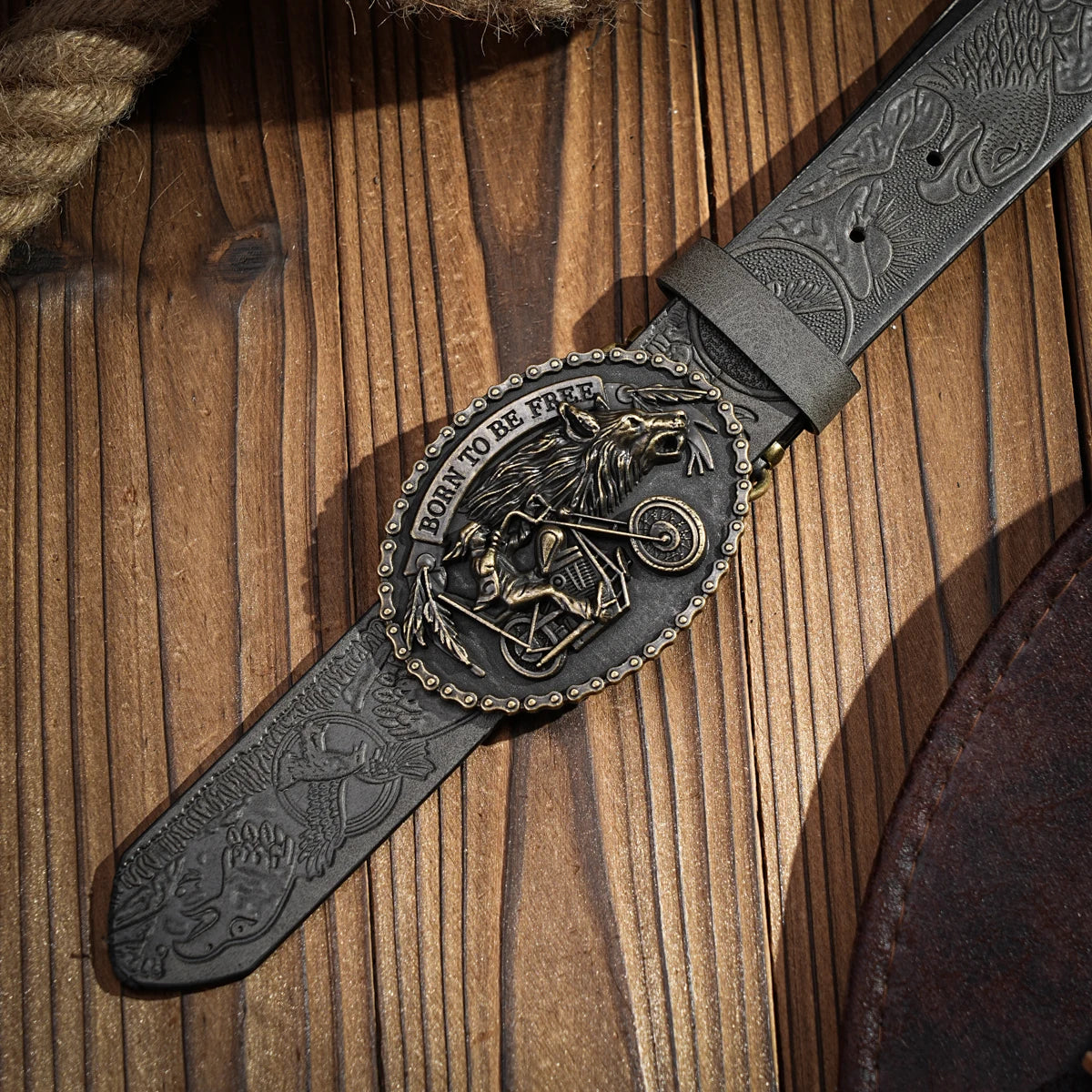 Western denim PU Belt - men's decorative printed carved denim waistband