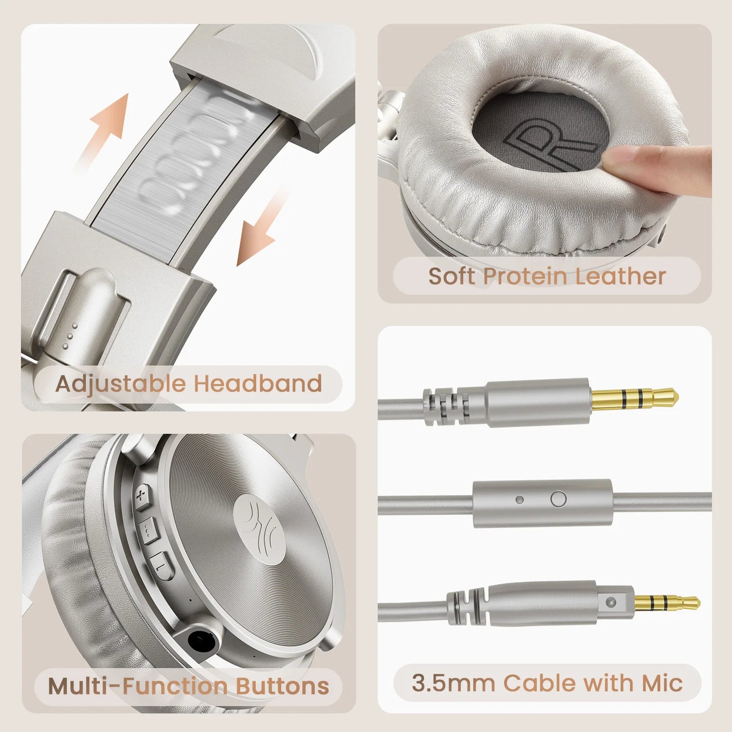 Oneodio Pro C Wireless Bluetooth 5.2 Headphones Over Ear With Microphone Hi-Res Audio Wired&Wireless Headset 110h Playtime AAC