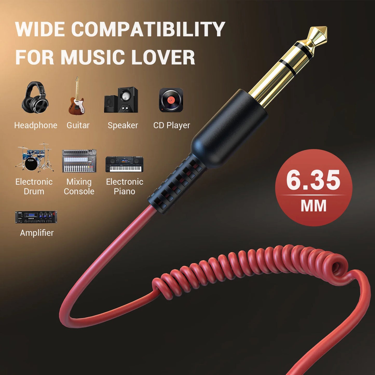 6.35mm to 3.5mm Aux Audio Cable For OneOdio Pro 10/30/50/A70/A7/HiFi DJ Headphones Headset Music Player Phone Speaker Earphone