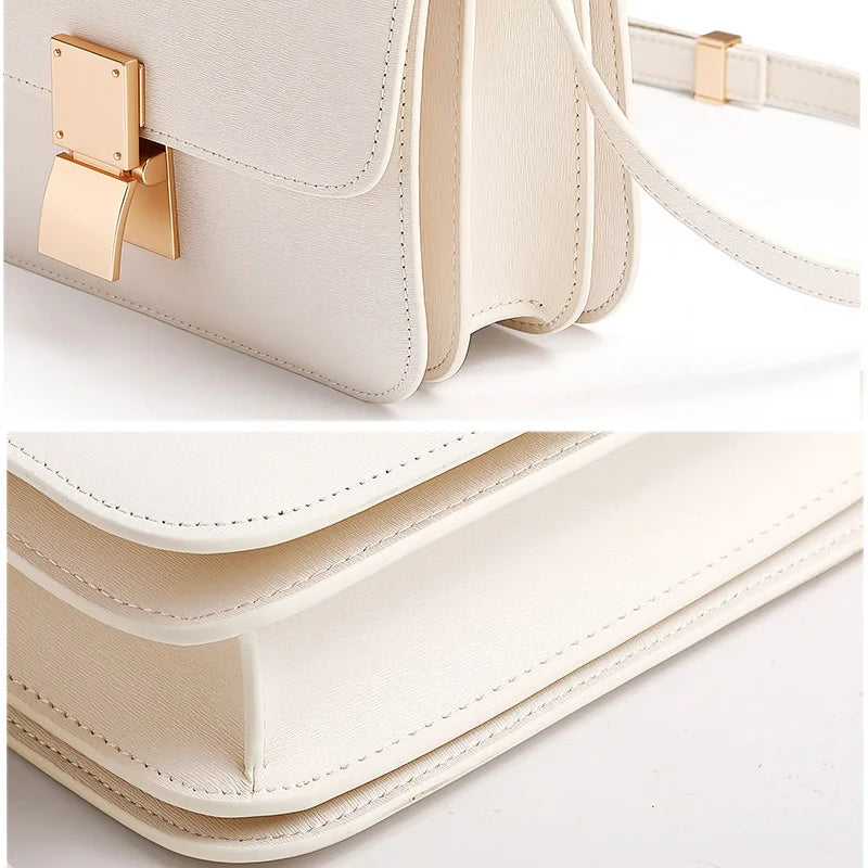 Women Shoulder Bag Female Split Leather Ins Vintage Messenger Lady Small Square Palm Texture Printing Box Flap Underarm Bag 2022