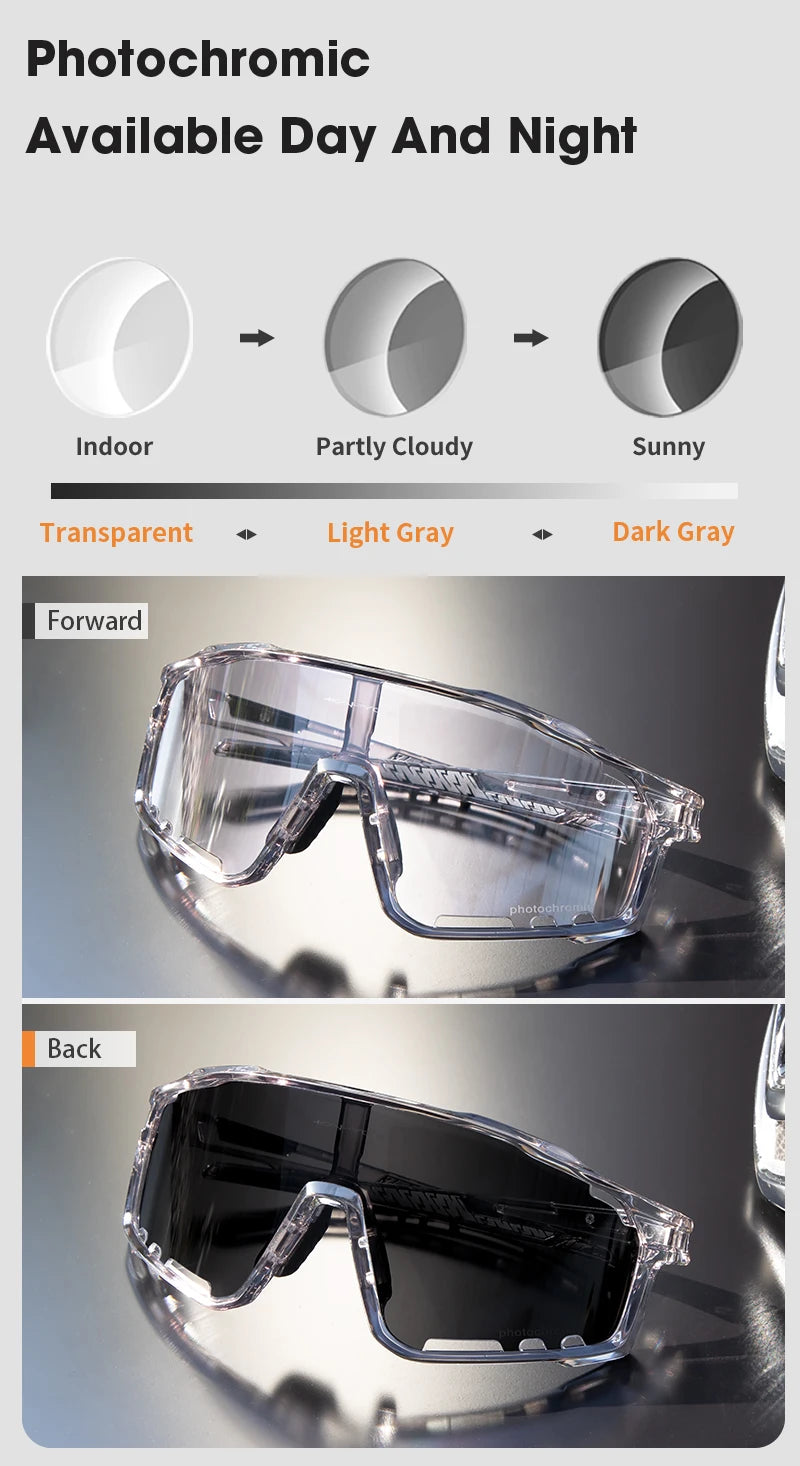 Kapvoe Outdoor Photochromic Sunglasses Anti-fog Cycling Glasses Bike Bicycle Men Women Sports Hiking MTB UV400 Anti-fog Goggles