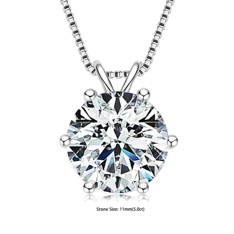 RAPRGOLD GRA Certified 0.5-5ct Moissanite Pendant Necklaces 925 Sterling Silver Solitaire Necklace Chain For Women Jewellry Gift