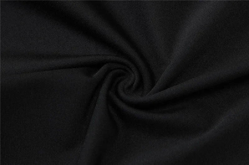 Women's Luxury Black Draped Mini Dress – Metal Buckle, O-Neck, Bodycon Fit