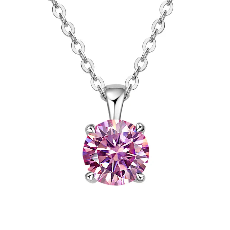 JoyceJelly Classic Four Prong 1ct Moissanite Necklace Women's 925 Sterling Silver Plated 18k Gold Pendant Luxury Fine Jewelry
