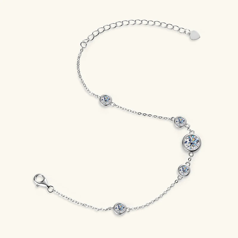 Anizw 2024 New 18k Gold Plated Bracelet 925 Silver Chain 2mm D Color Bezel Moissanite Bracelets Fashion Women's Jewelry Gifts