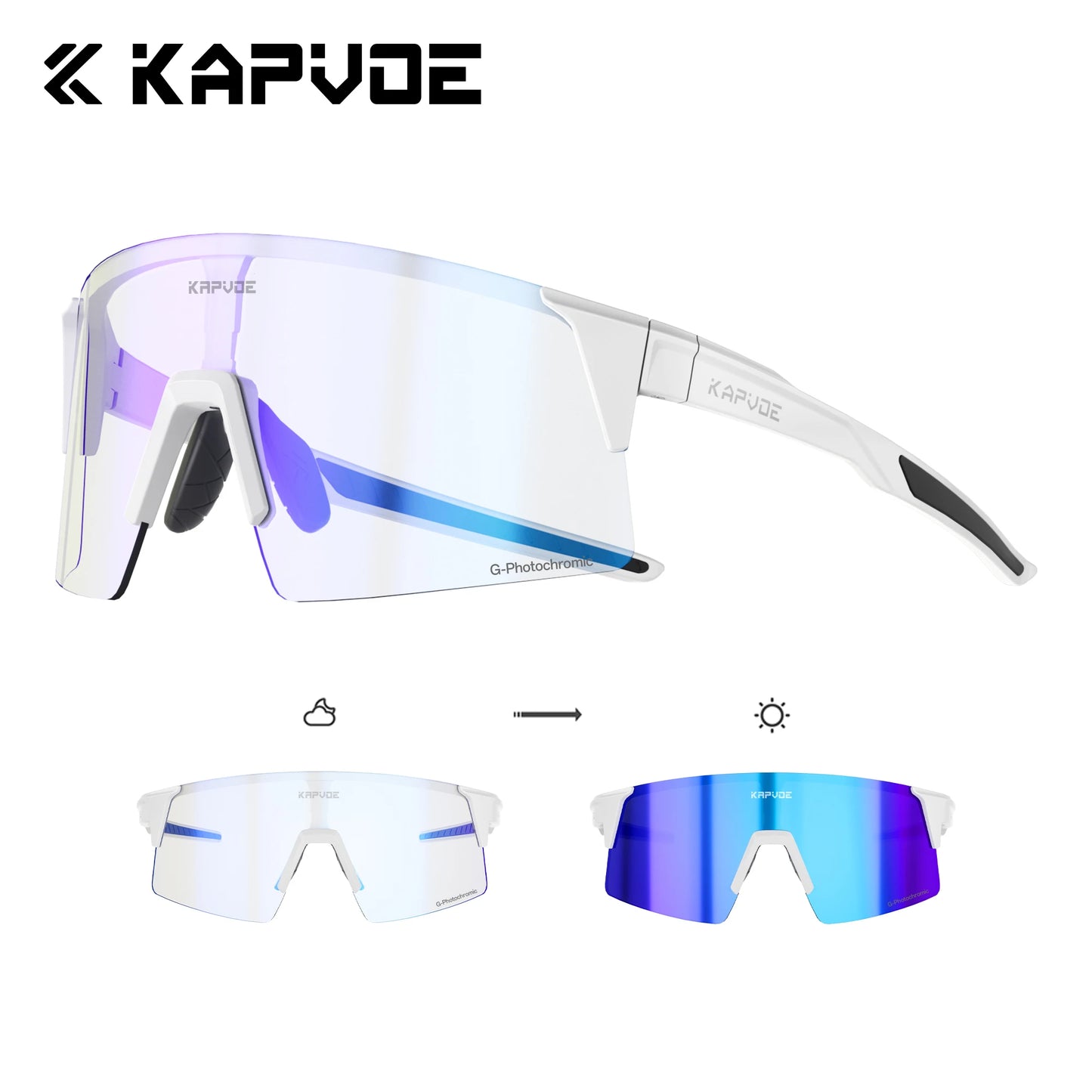 Kapvoe Photochromic Men Bike Cycling Sunglasses Women Glasses Bicycle Sports Running Glasses Outdoor UV400 New Road Goggles