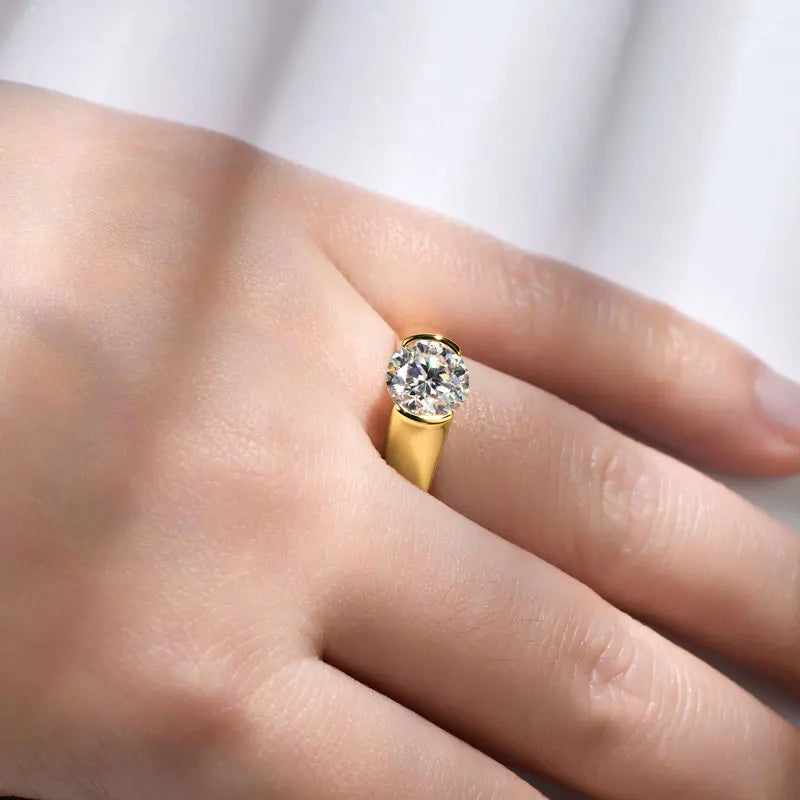 Lnngy Certified 8mm 2ct Moissanite Solitiare Ring For Women Original 925 Sterling Silver Wedding Rings With GRA Certificate
