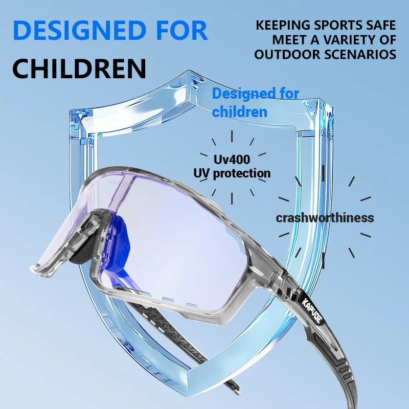 KAPVOE New Bicycle Outdoor Cycling Glasses Outdoor Sports Sunglasses Children Bike Eyewear MTB Bicycle UV400 Hiking Goggles