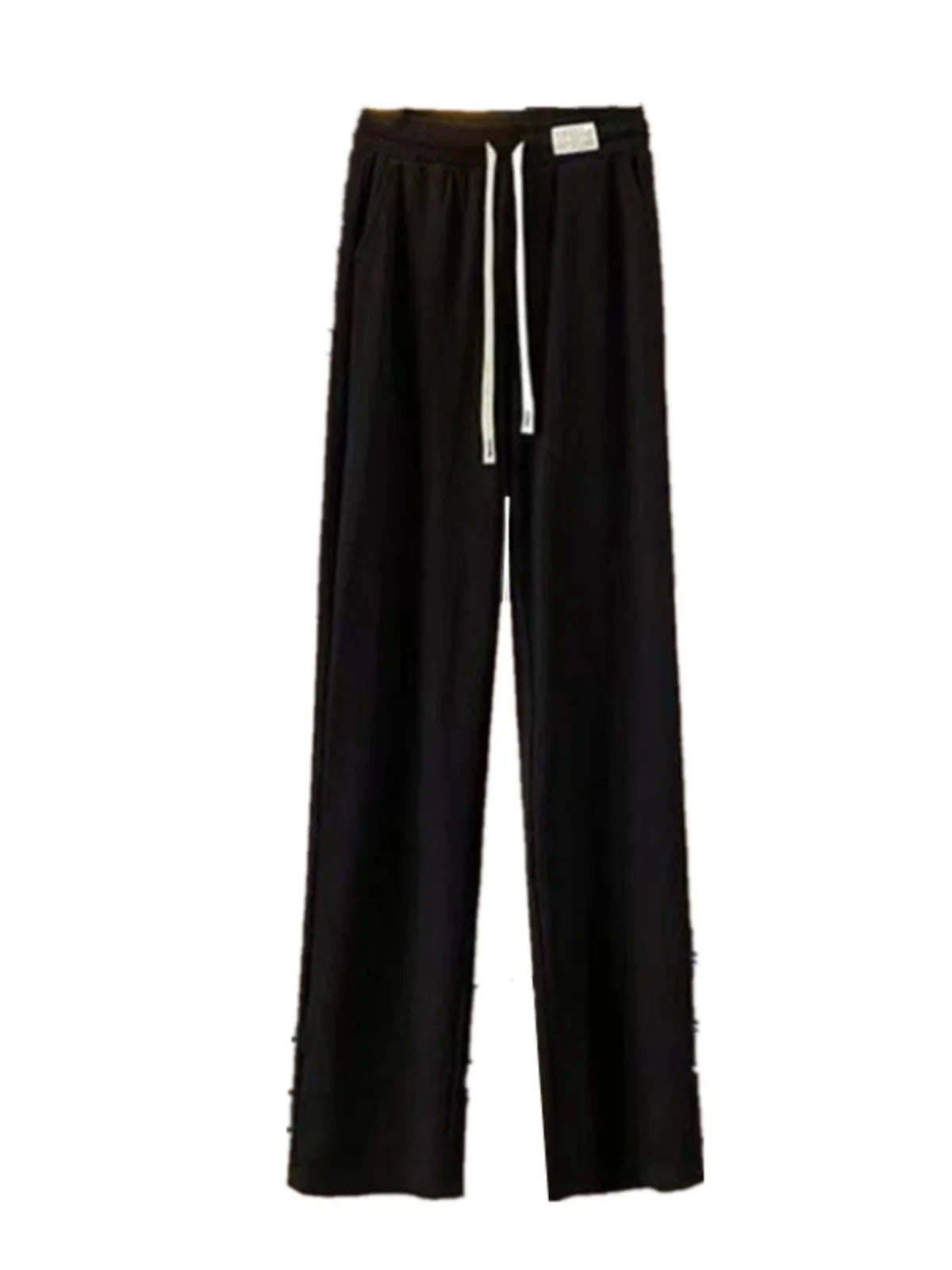 High Quali Ice Silk Wide Leg Pants Women's Straight Leg Casual Trousers Summer New Sle Trendy High Waist Nine Points