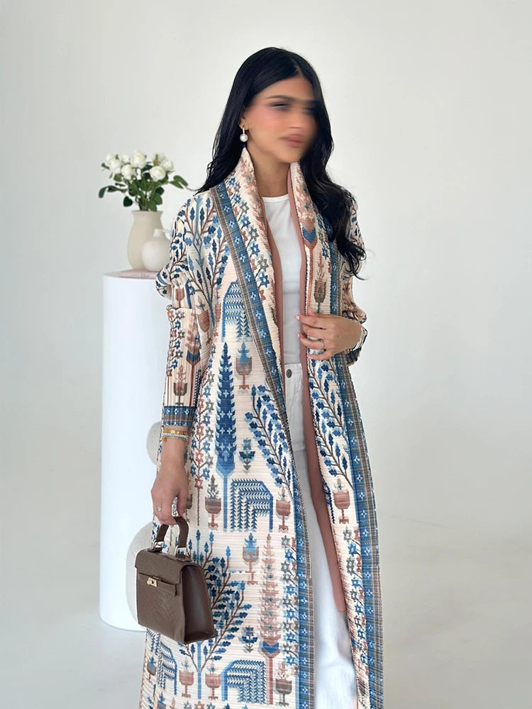 Dubai Abaya Luxury Evening Coat – Pleated Formal Cardigan Robe for Women