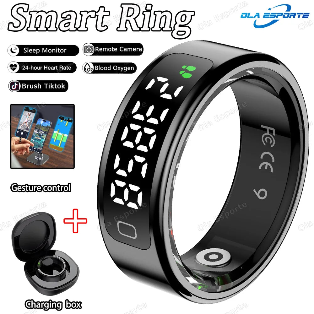 New R11 For xiaomi Smart Ring Men Women LED Display Screen Heart Rate Blood Oxygen Monitor Waterproof Multi Sports Modes rings