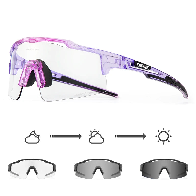 KAPVOE Photochromic Cycling Glasses Outdoor Sports Sunglasses for Man Bicycle Eyewear MTB Cycling Women Road Bike UV400 Goggles