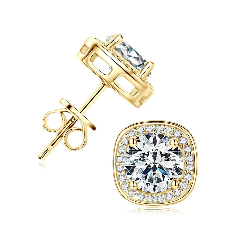 Lnngy GRA Certified Moissanite Stud Earring For Women Original 925 Sterling Silver Irregular Piercing Earring 2025 Hot Jewelry