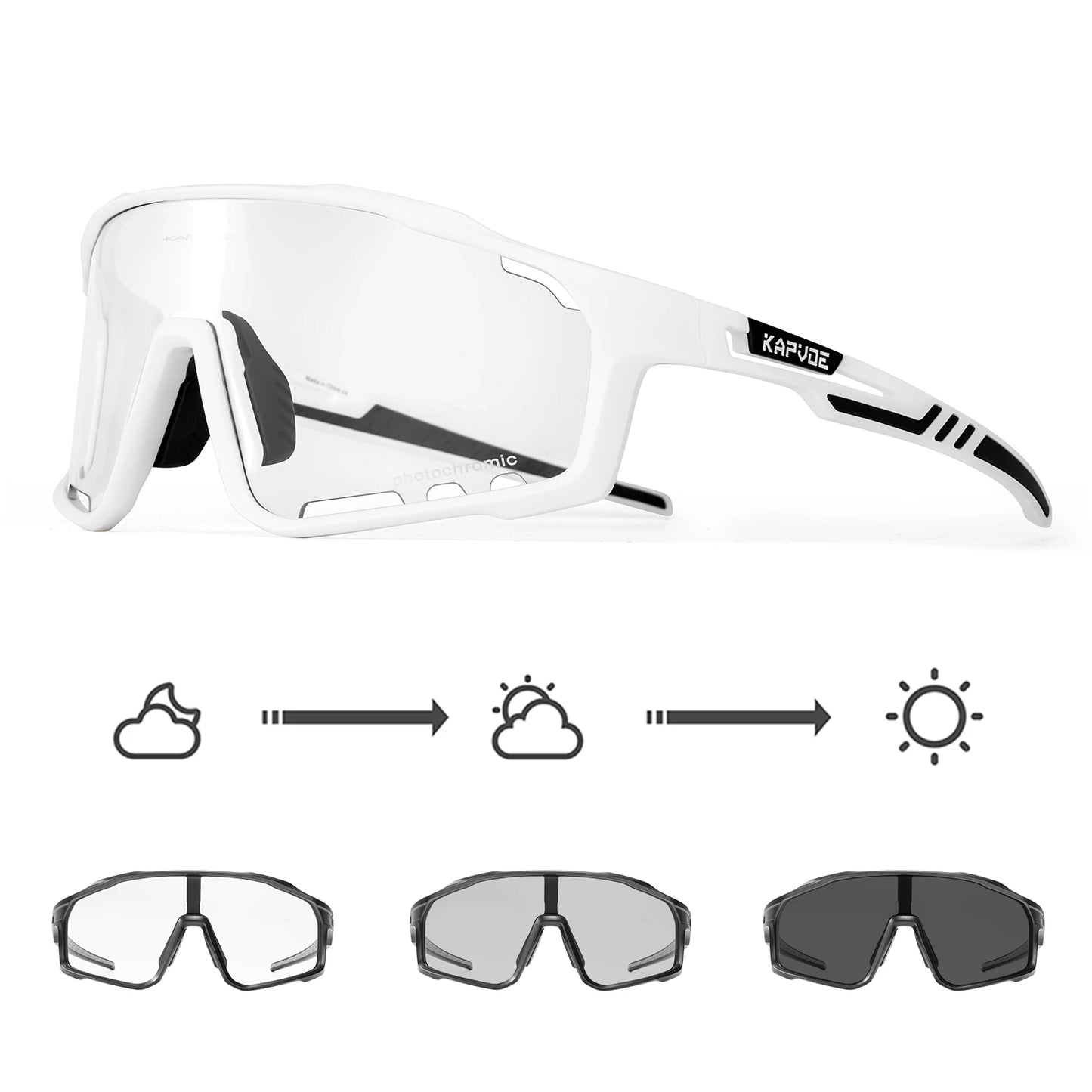 Kapvoe Outdoor Photochromic Sunglasses Anti-fog Cycling Glasses Bike Bicycle Men Women Sports Hiking MTB UV400 Anti-fog Goggles