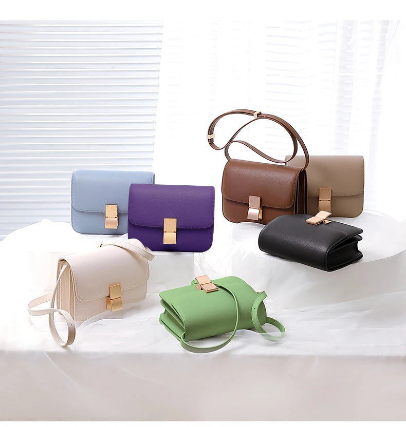 Women Shoulder Bag Female Split Leather Ins Vintage Messenger Lady Small Square Palm Texture Printing Box Flap Underarm Bag 2022