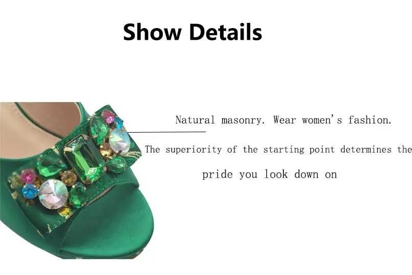 Gladiator Sandals & Bag Set – Green Rhinestone Embroidery, High Heel Party Shoes