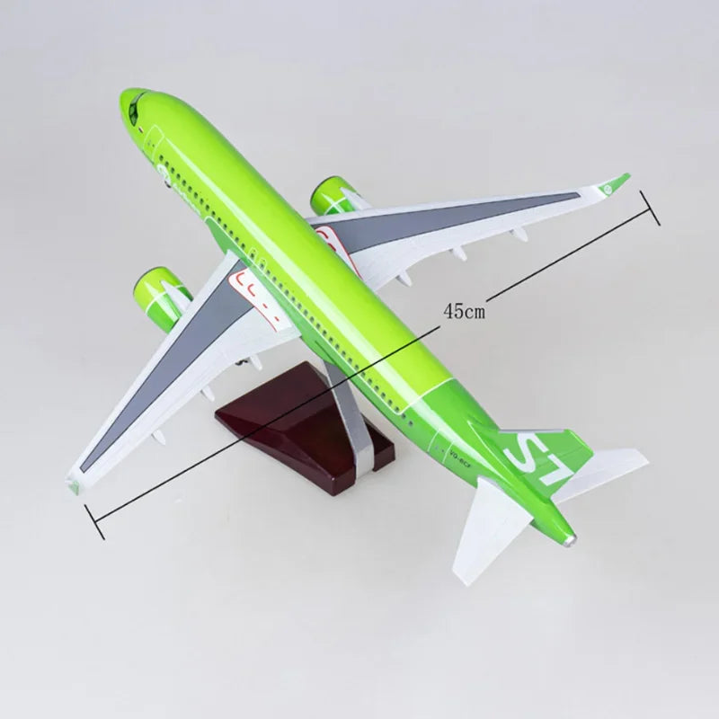 طائرة A320NEO A320 NEO سيبيريا S7، لعبة نموذج طائرة من الراتنج المصبوب، مزودة بعجلات وعجلات، مقاس 47 سم، 1/80