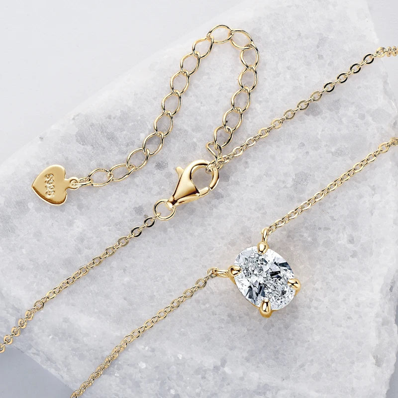 Lnngy 2024 Trend Oval Cut Moissanite Necklace For Women 925 Sterling Silver Pendant Necklace Exquisite Anniversary Brithday Gift