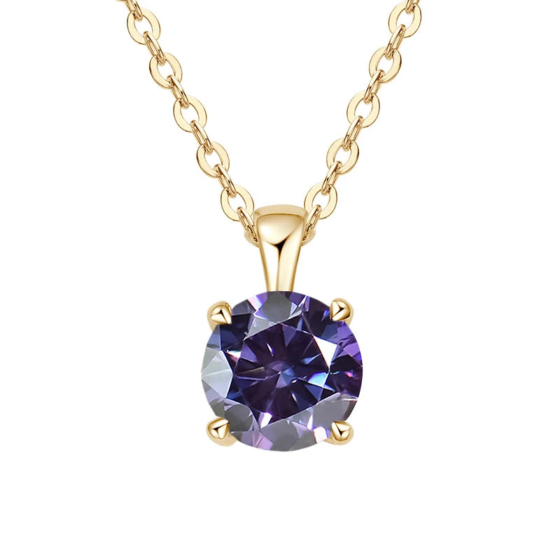 JoyceJelly Classic Four Prong 1ct Moissanite Necklace Women's 925 Sterling Silver Plated 18k Gold Pendant Luxury Fine Jewelry