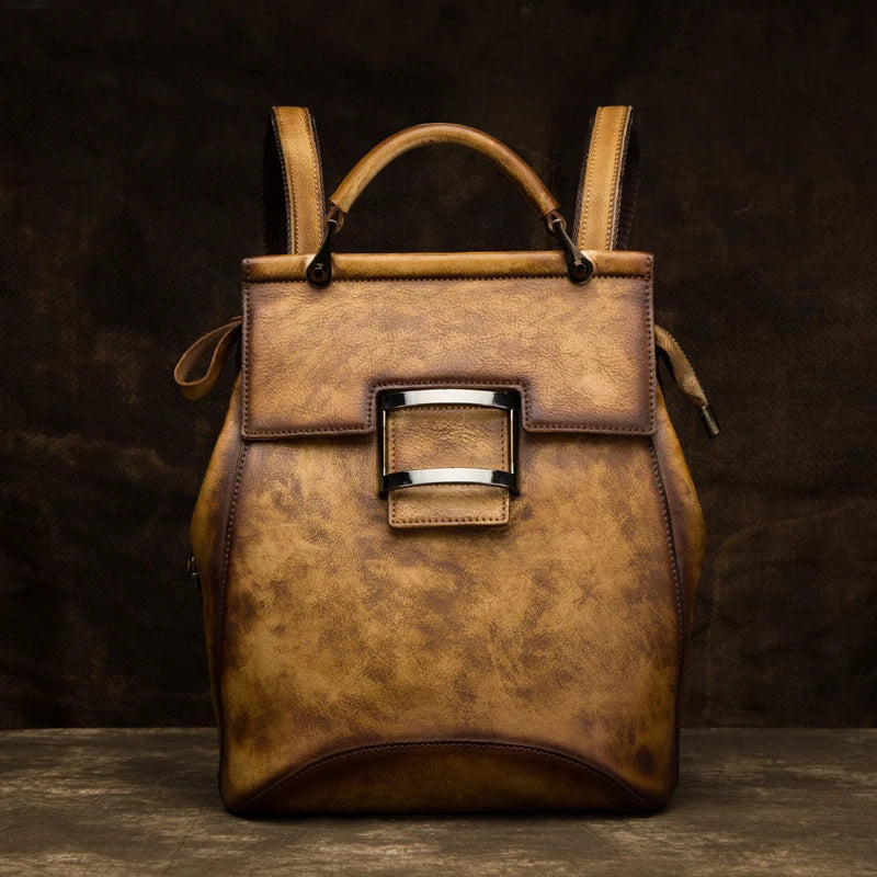 MOTAORA Women's Bag High Quality Vintage Backpack For Women Luxury Genuine Leather Backpacks Large Capacity Handmade Bags Female