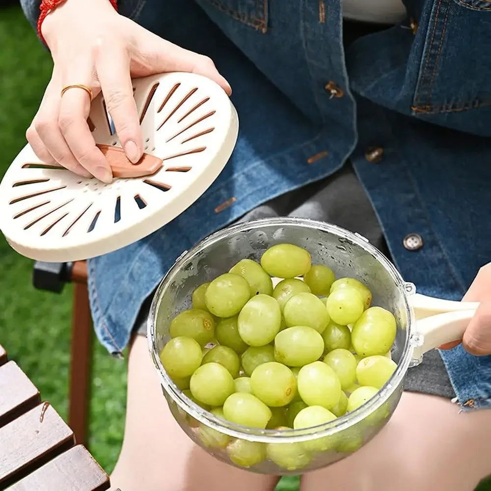 Kitchen Colander Storage Basket Multifunctional Fruit Vegetable Washing Bowl with Strainer Lid And Handle Fruit Storage Containe