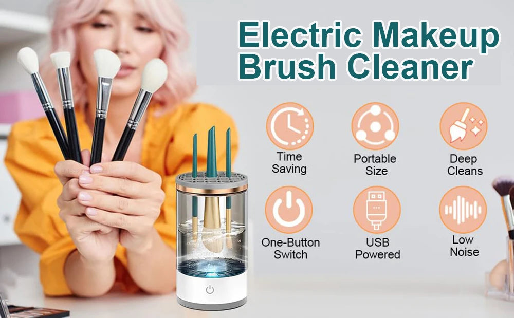 Makeup Brush Cleaner Automatic Electric Cosmetic Makeup Brush Cleaner USB Portable Makeup Brush Washing Machine Rotary Cleaning