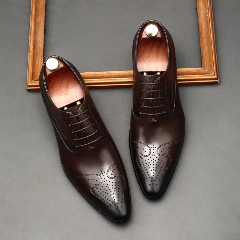 Handmade Mens Dress Shoes Luxury Genuine Leather High Quality