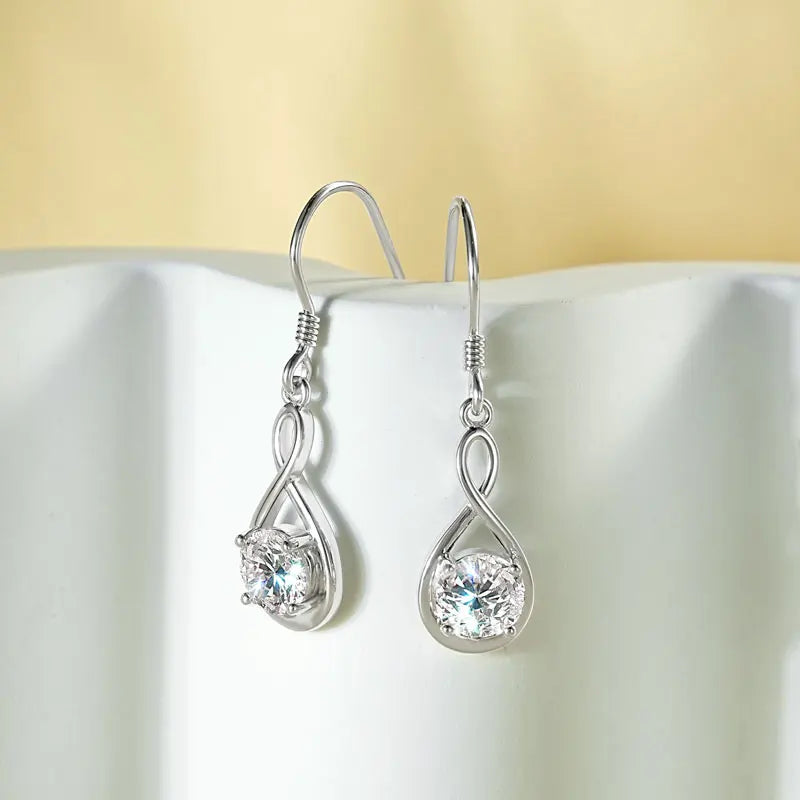 Lnngy 925 Sterling Silver Drop Earring Certified 6.5mm Moissanite Dangle Earring With GRA for Women Beautiful Jewelry Gift