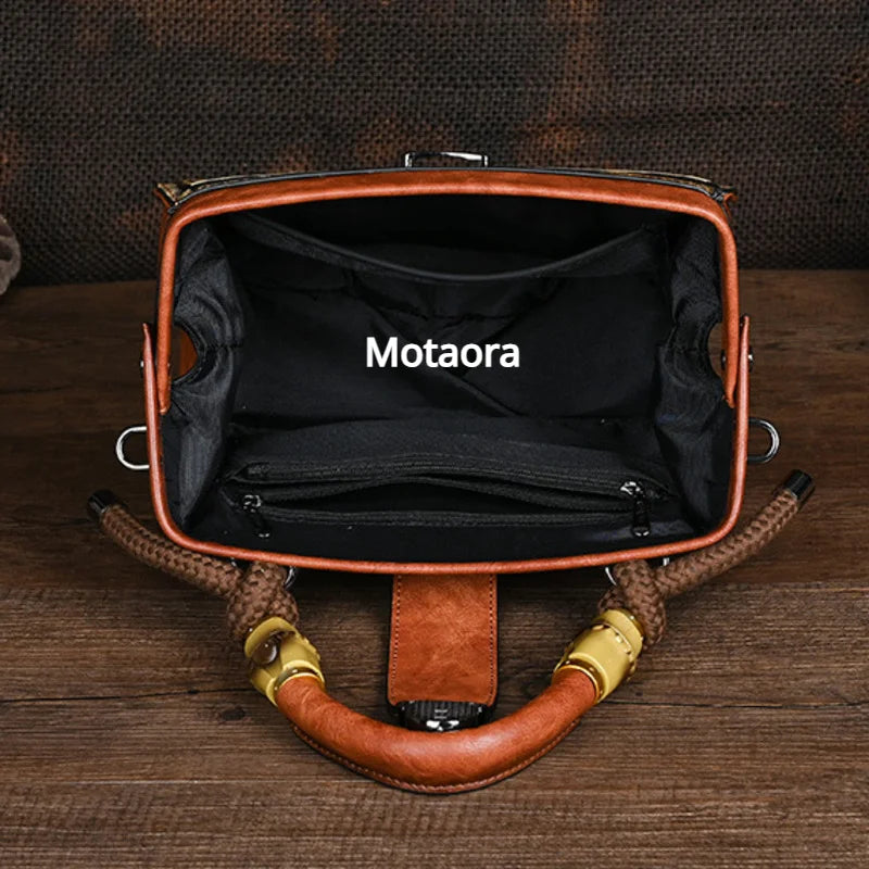 Motaora New Embossed Shoulder Bag For Women's 2025 Vintage Handmade Handbag Female PU Leather Big Capacity Crossbody Bags Purse