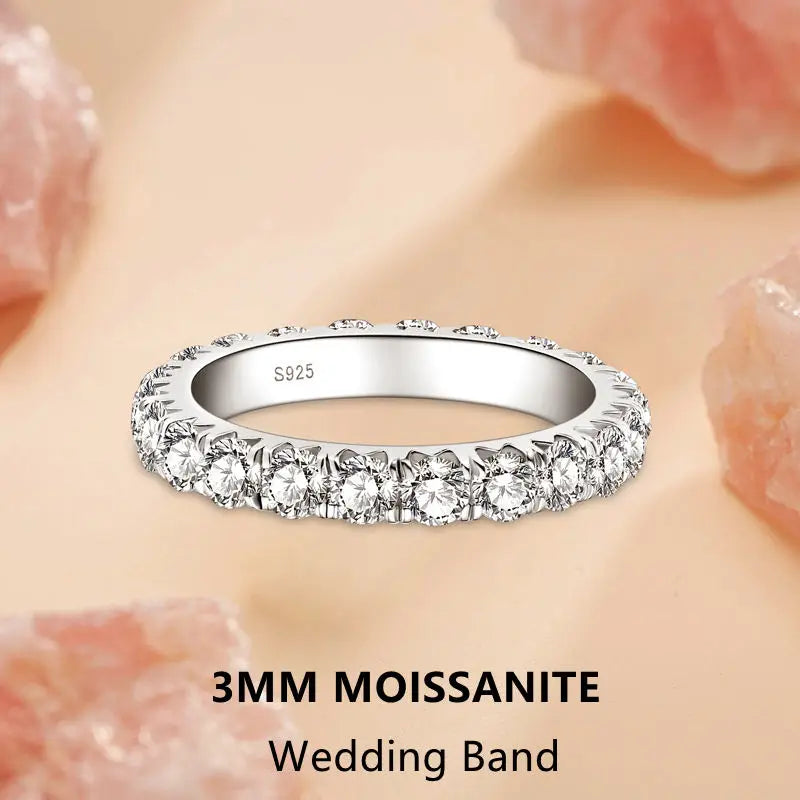 Lnngy 6.5MM 1CT Half Bezel Moissanite Ring for Women Exquisite 925 Sterling Silver Solitaire Engagement Rings Jewelry Gift