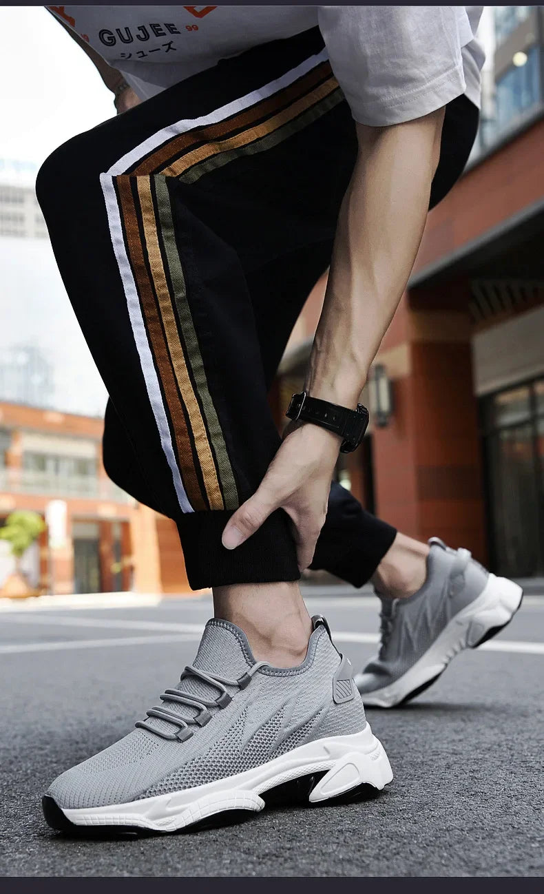 Invisible Heightening 8CM Men's Running Shoes Low Heel Soft Bottom Casual Sports Shoes Breathable Mesh Inner Lining EVA Insole