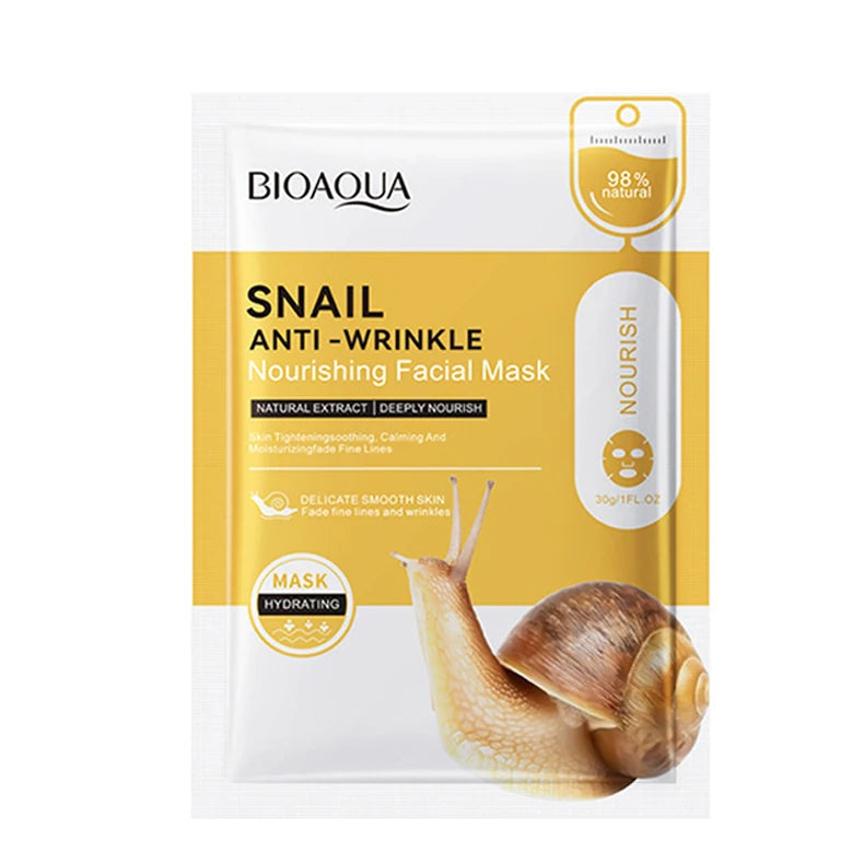 20pcs BIOAQUA Snail Hyaluronic Acid Face Mask skincare Moisturizing Hydrating Firming Facial Masks Face Skin Care Products