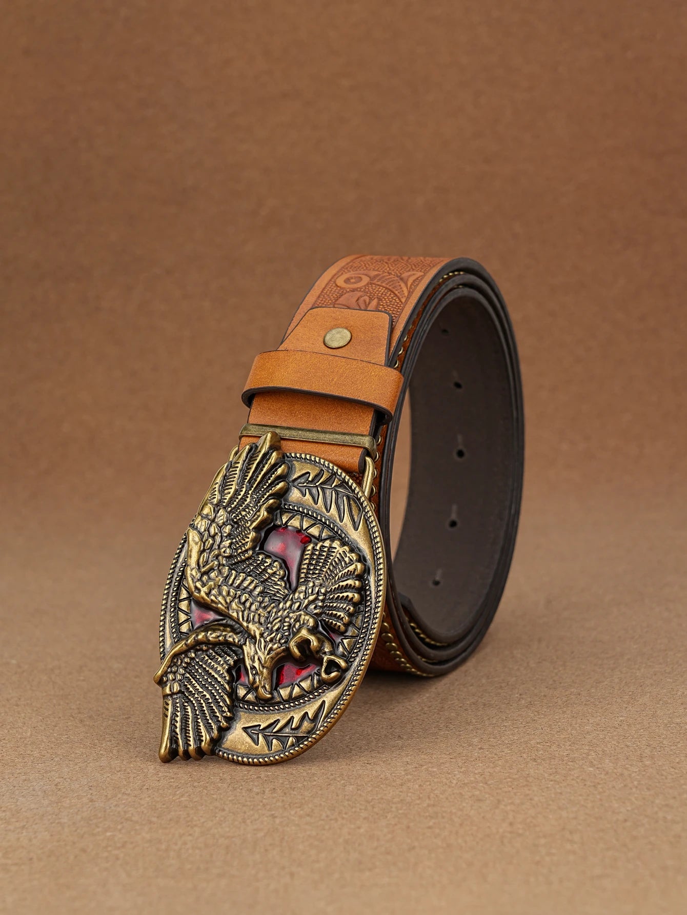 A men's and women's casual retro belt Western style! PU leather belt with metal buckle, suitable for daily work wear
