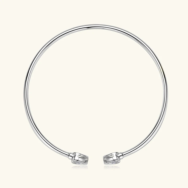 Lnngy Sparkling Moissanite Bracelets For Women Girl Original and Pure 925 Sterling Silver Cuff Bracelet Open Wrist Jewelry Gift