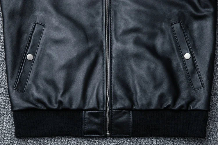 Men's 2025 Sheepskin Motorcycle Jacket – Stand Collar Biker Coat Autumn Winter