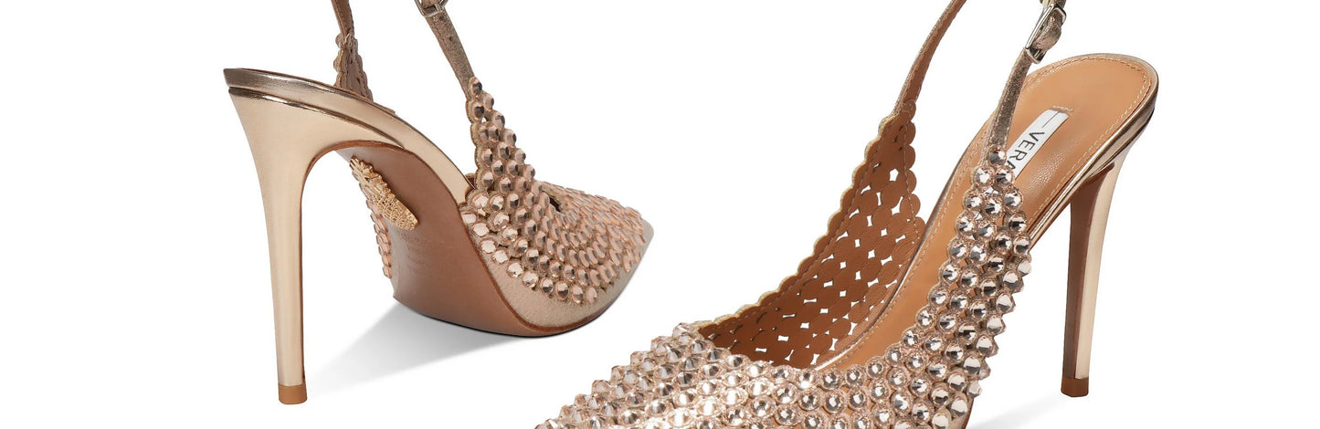 Silver Water Drop Shiny Diamond Slingback Sandals Girls Luxury Party Pointed Stilettos Gold Leather Cover Heels Shoes