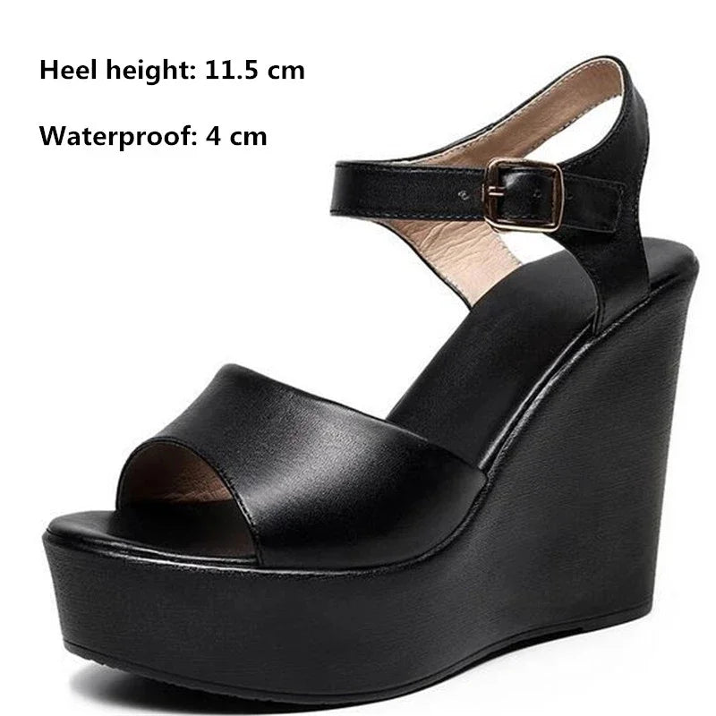 Women’s Genuine Leather wedges Sandals – Elegant Party Wear