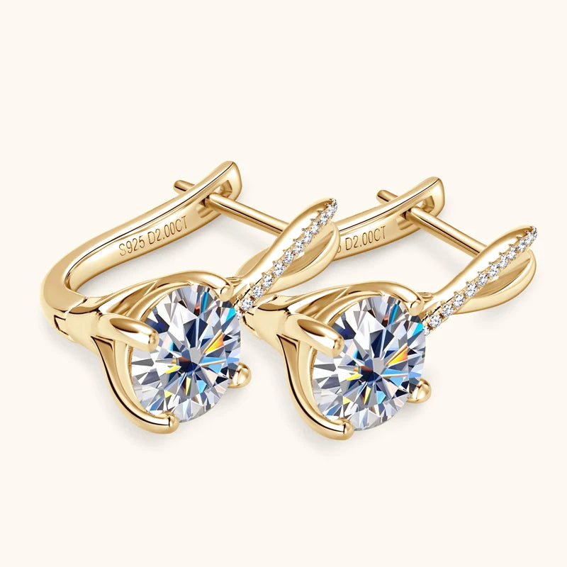 Lnngy ohrringe silber 925 Sterling Silver Hoop Earring GRA Certified 8MM 2ct Moissanite Infinity Earring For Women Daily Jewelry
