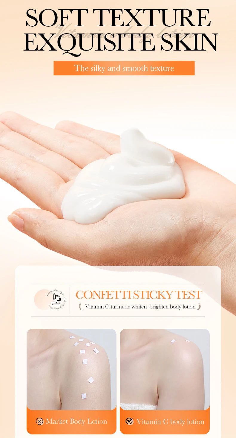 300ml Turmeric Body Cream Dark Spots Whitening Lotion Vitamin C Moisturizing Face Cream Tender Firming Body Skincare