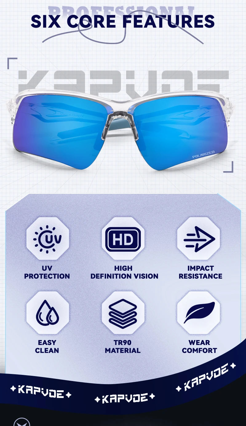Kapvoe Men Outdoor Polarized Sunglasses Bicycle Cycling Glasses MTB Driving Bike Eyewear Women Sports Running UV400 Goggles New