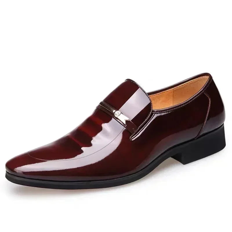 Men Slip-On Formal PU Leather Shoes – Pointed Toe, Business Style (EU 34–50)