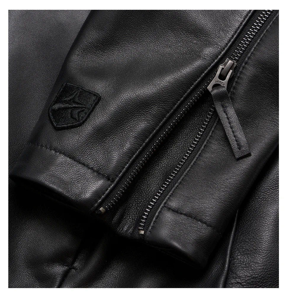 AVIREX Spring/Summer Aviator Clothing Men's Long Sleeve Shirt Jacket 100% Napa Sheepskin Leather Jacket US Size Simple Coat Top
