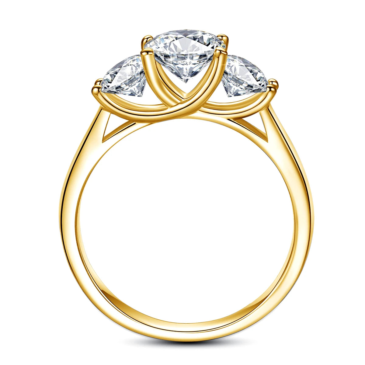 Yellow Gold Moissanite Rings for Women Total Is 2ct D Color VVS1Eternity Engagement Jewelry With Certificate Original Trend Gift